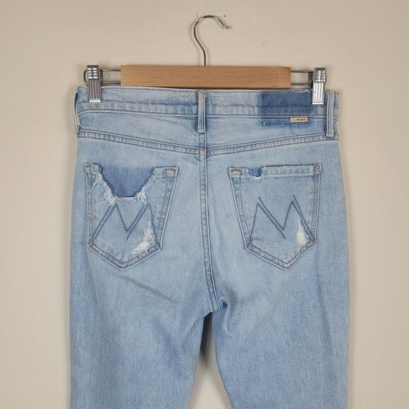 MOTHER Jeans 25 Blue The Rascal Ankle Undone Hem Distressed Vacation Temptation - Picture 5 of 15